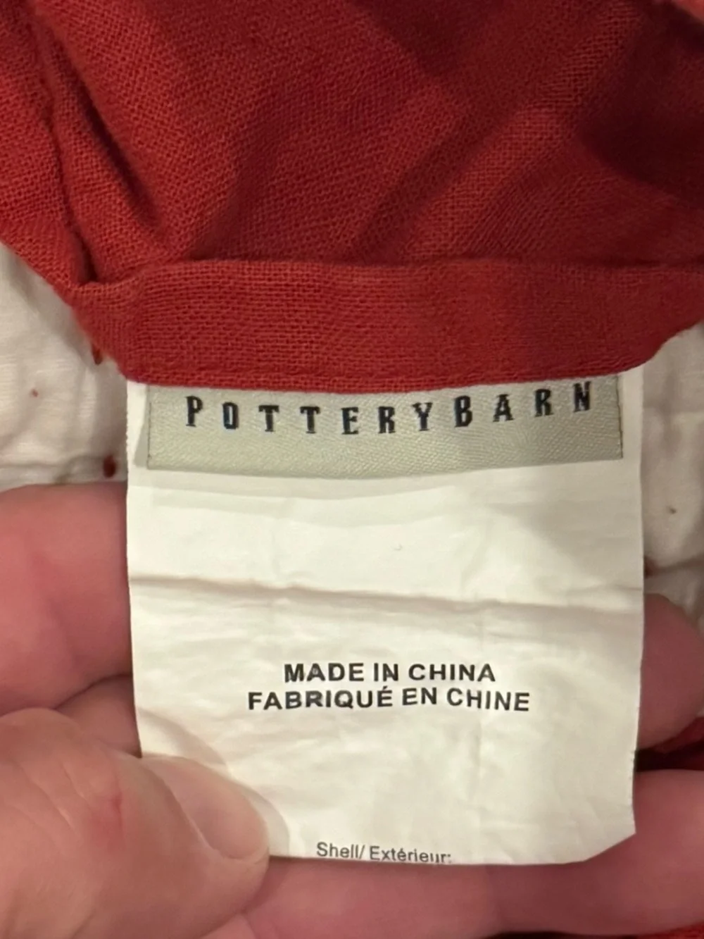 Pottery Barn Set of 2 Red Pillow Shams with ties